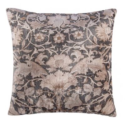 Baroque Leaf Velvet Embroidered Square Decorative Pillow