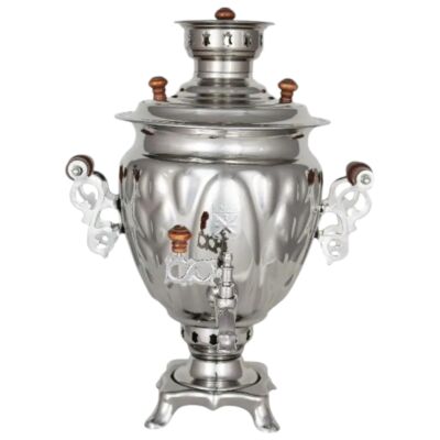 Acorn Nickel-Plated Wood-Burning Samovar in Silver Color