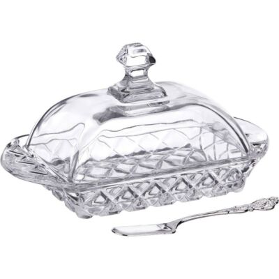 Muza Glass Butter Dish with Knife