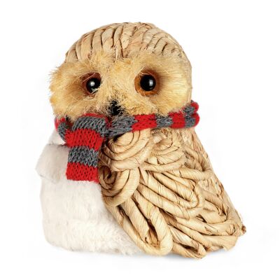 Woven Wicker Winter Owl Christmas Decoration 8.3&quot;