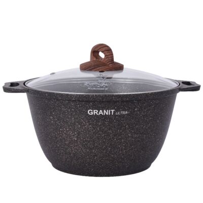 Aluminum Pot with Glass Lid &quot;Granit ultra&quot;