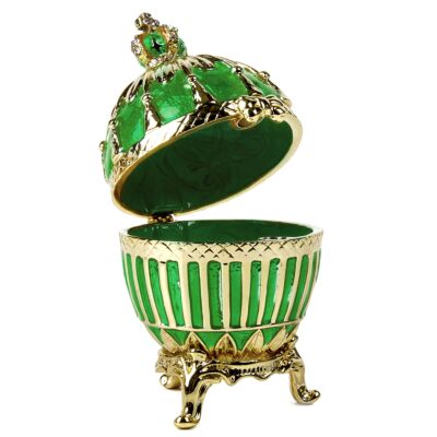 Green Enamel Imperial Crowned Egg Jewelry Box 