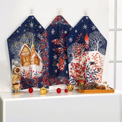 Bullfinches Cotton Kitchen Towels Set of 3