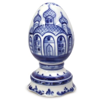  Easter Egg Handmade Blue and White Gzhel Porcelain