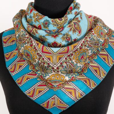 Turquoise Paisley Sunbeam Pavlovo Posad Shawl 