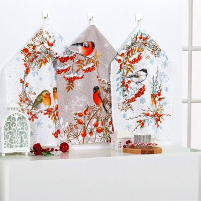 Winter Music Cotton Kitchen Towels Set of 3