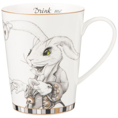 Alice in Wonderland White Rabbit and Cheshire Cat Porcelain Mug