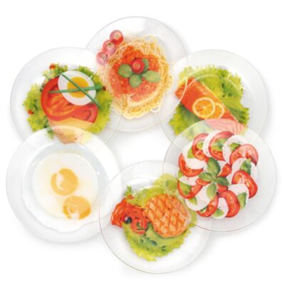 Assorted Glass Dinner Plates Set of 6