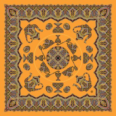 Orange Silk Shawl Paisley Noble Heritage