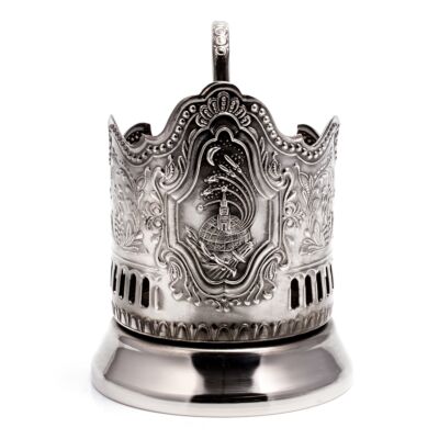 Cosmos Tea Glass Holder (nickel-plated, blackened)