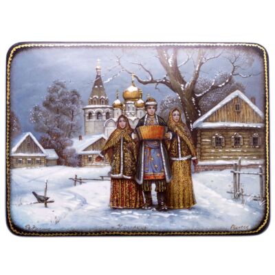 Accordion Player Lacquer Miniature Handmade Jewelry Trinket Box
