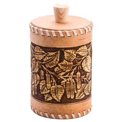 Twigs Print Round Birch Bark Container