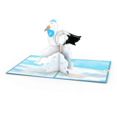 Stork Blue 3D Pop-Up Card