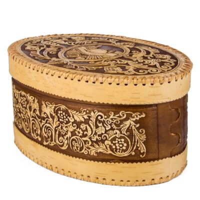 Bread and Salt Design Birch Bark Storage Box