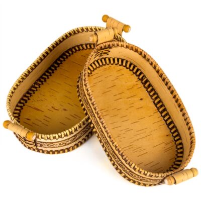 Birch Bark Handmade Bread Baskets Set of 2