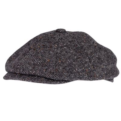 Gray Wool Blend Baker Boy Hat in Fleck