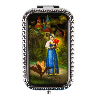 Scarlet Flower Compact Mirror