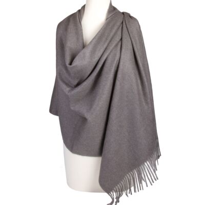 Classic Wool Scarf with Tassels in Gray