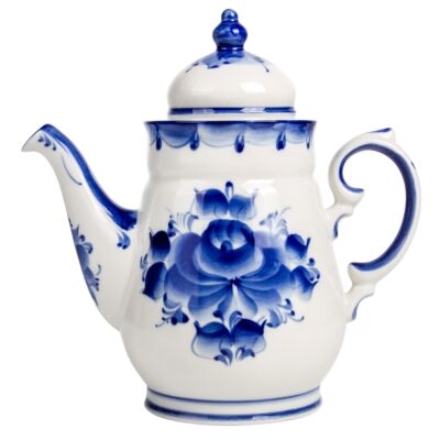 Enchantress Teapot Blue &amp; White Porcelain. Gzhel