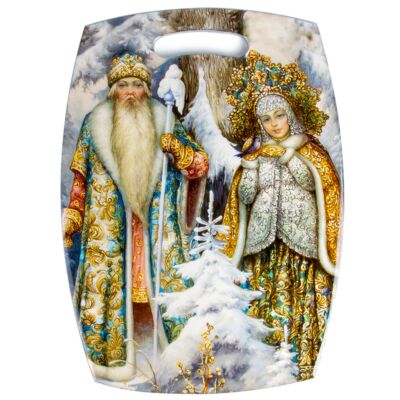 Father Frost and Snow Maiden Wooden  Cutting and Serving Board