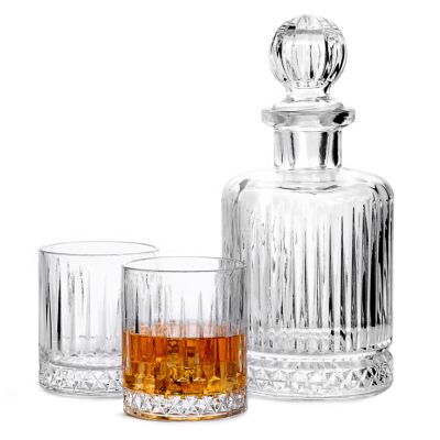 Old Fashioned Whiskey Glasses and Decanter Set of 3