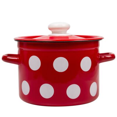 Red White Polka-dot Enamelware Pot