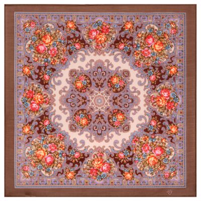Spring Days Beige &amp; Pink Pavlovo Posad Wool Shawl