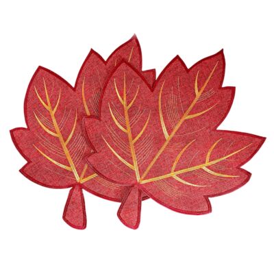 Orange Maple Leaf Placemats Set of 2