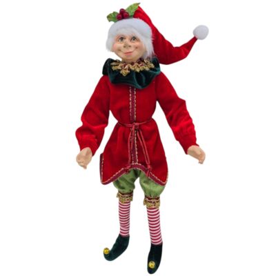 16&quot; Red Posable Holiday Elf Decoration by STP Goods 