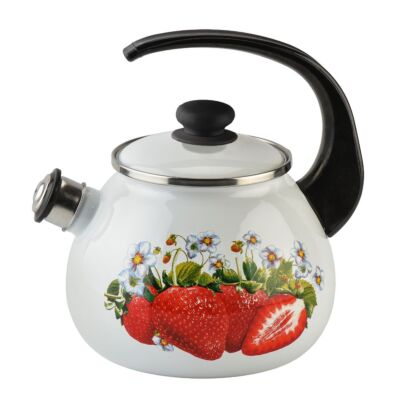 Enamel Kettle with Whistle Strawberry 2.7-qt