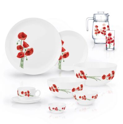 Diwali Hypnosis Glass Dinnerware Set of 46 for 6 pers.