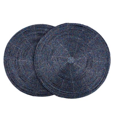 Handmade Beaded Placemats Marine Blue Set of 2