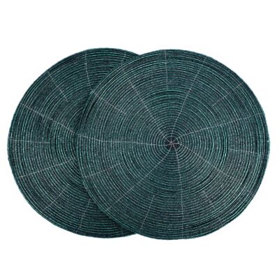 Green Handmade Beaded Placemats Set of 2