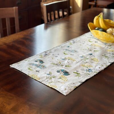 Cornflowers Cotton Hand Embroidered Table Runner