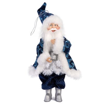 9&quot; Blue and White Santa Claus Hanging Ornament Decor