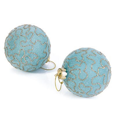 Turquoise Glass Christmas Tree Ornaments Set of 2