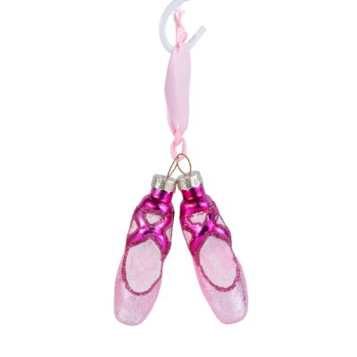 Pink Ballet Shoes Glass Christmas Tree Ornament