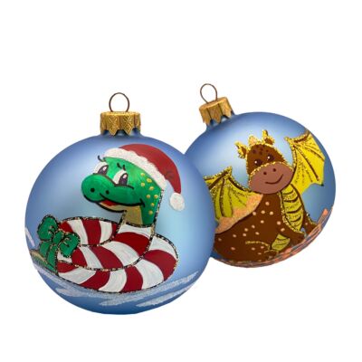 Snake and Dragon Glass Christmas Tree Ornament