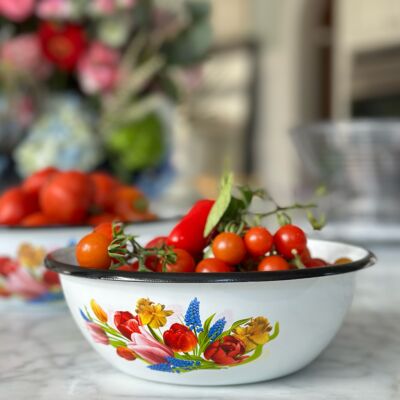 Spring Bouquet Enamel Steel Bowl Set of 2