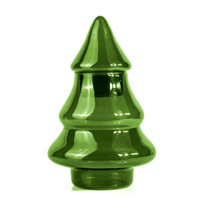 Christmas Tree Green Glass Tabletop Jar
