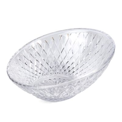 Glass Slanted Cut Relief Fruit and Candy Bowl