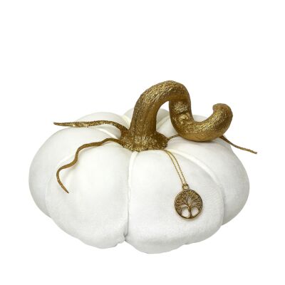Handmade White Textile Hanukkah Pumpkin