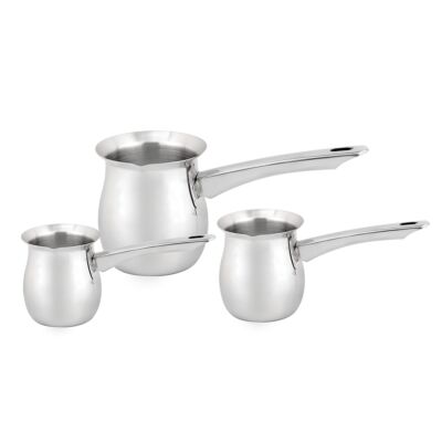 Stainless Steel Turkish Coffee Maker (Milk Warmer Pots) Set of 3