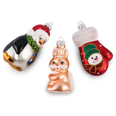 Winter Glass Christmas Tree Ornament Set of 3