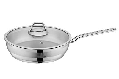 Premium Quality Stainless Steel Frying Pan with Glass Lid 