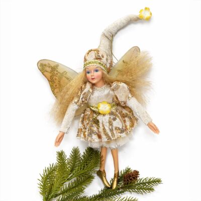 Christmas Gold Fairy Hanging Holiday Doll