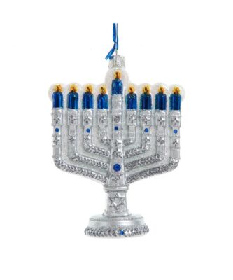 Glass Hanukkah Menorah Ornament