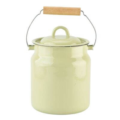 Vintage Style Light Pistachio Enamel Milk Can with Lid