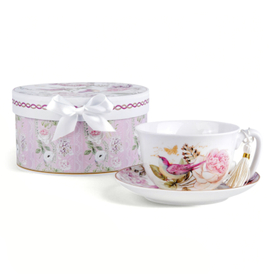 Peony Blossom New Bone China Cup and Saucer Set in Gift Box