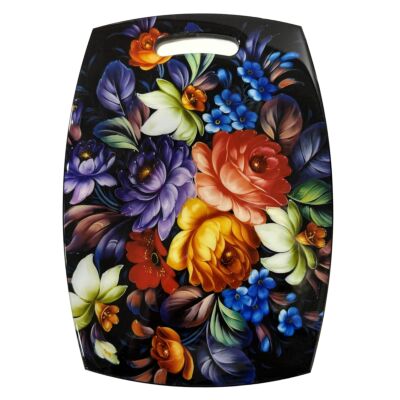 Vibrant Flowers Wooden Cutting and Serving Board